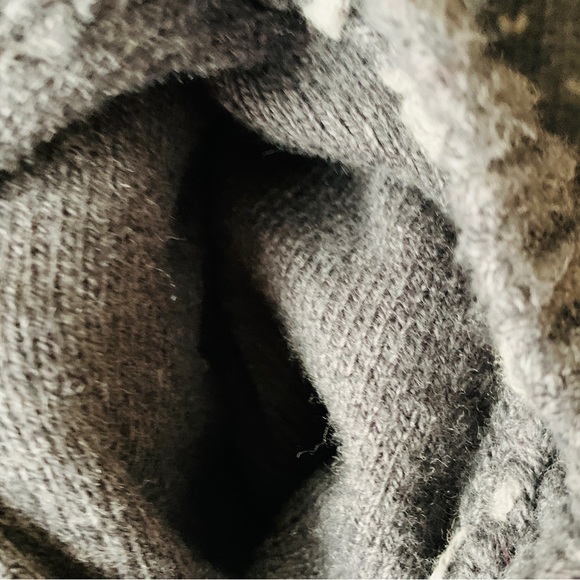 Talbots Front Zip Women’s Cardigan Grey Cream Size XL Cotton Wool With Pockets - Picture 15 of 16